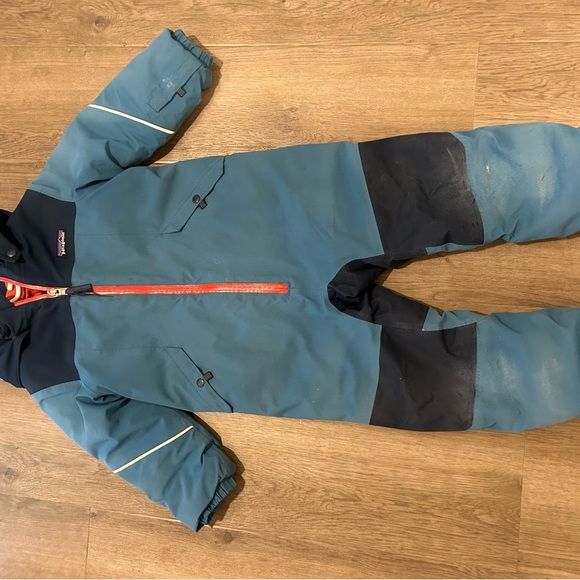 Patagonia Kids' Teal and Navy Snowsuit with Orange Zipper - Picture 1 of 5
